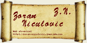 Zoran Niculović vizit kartica